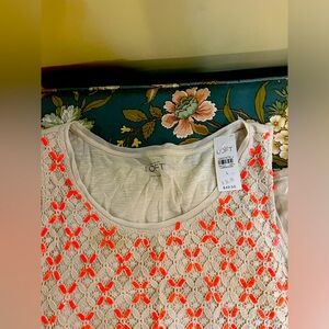 Ann Taylor Loft. Beaded . Size L. Beautiful , Shell Tank.New w tag.